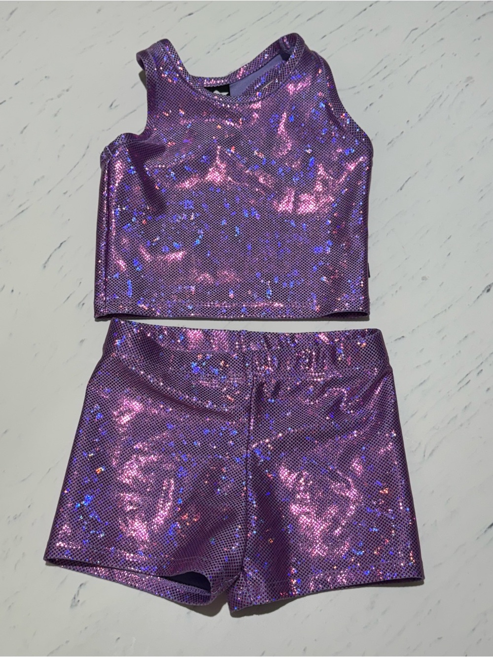 Pixielane Girls Purple Sparkle Dance Gymnastics Tank & Shorts Set 4T NWOT